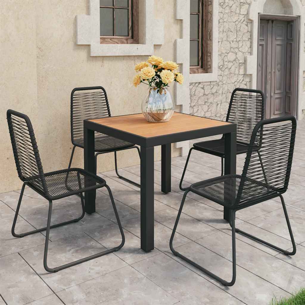 5-delige Tuinset PVC-rattan zwart en bruin – afbeelding 1