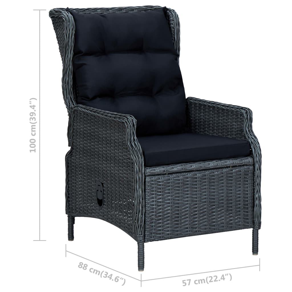 9-delige Tuinset met kussens poly rattan donkergrijs – afbeelding 11