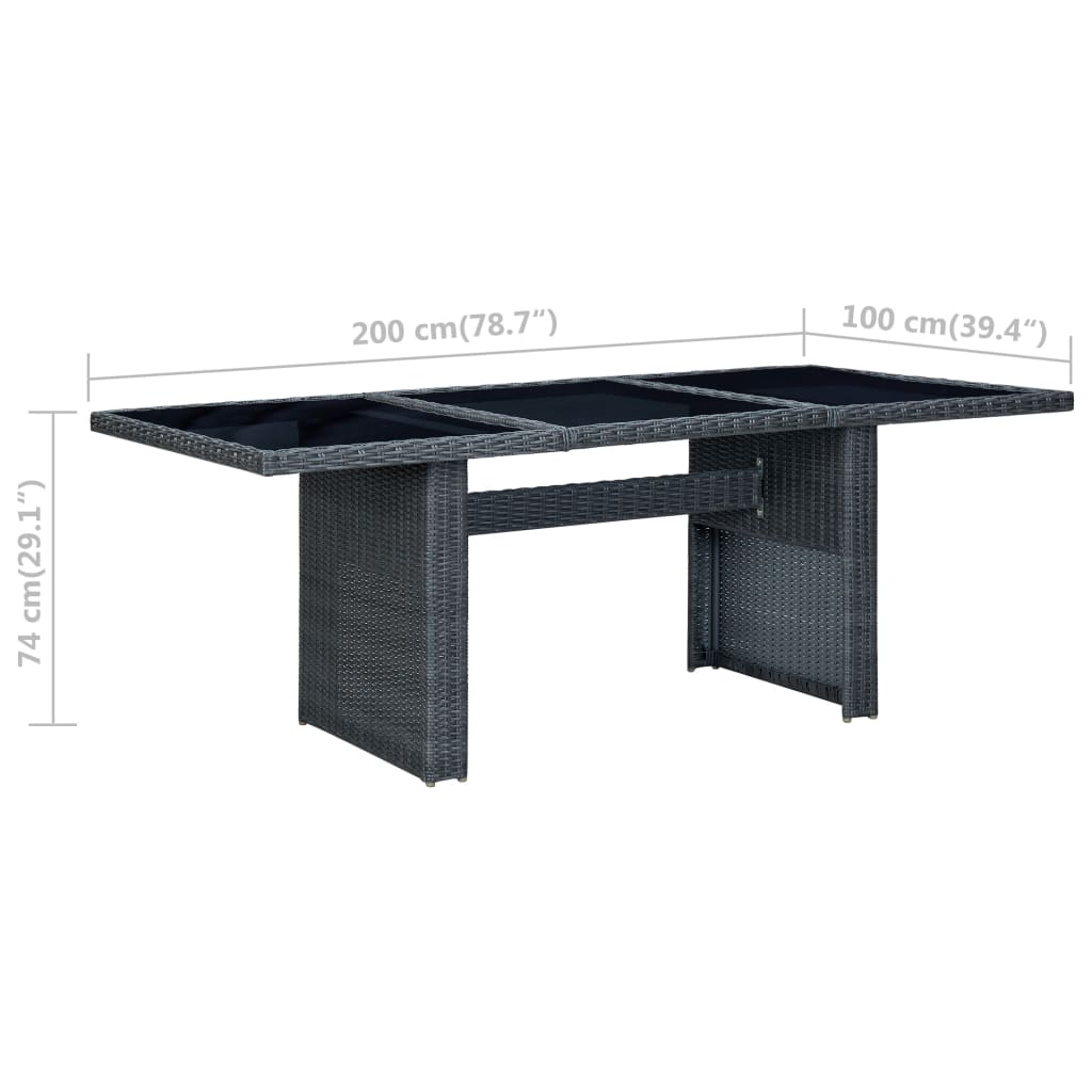 9-delige Tuinset met kussens poly rattan donkergrijs – afbeelding 12