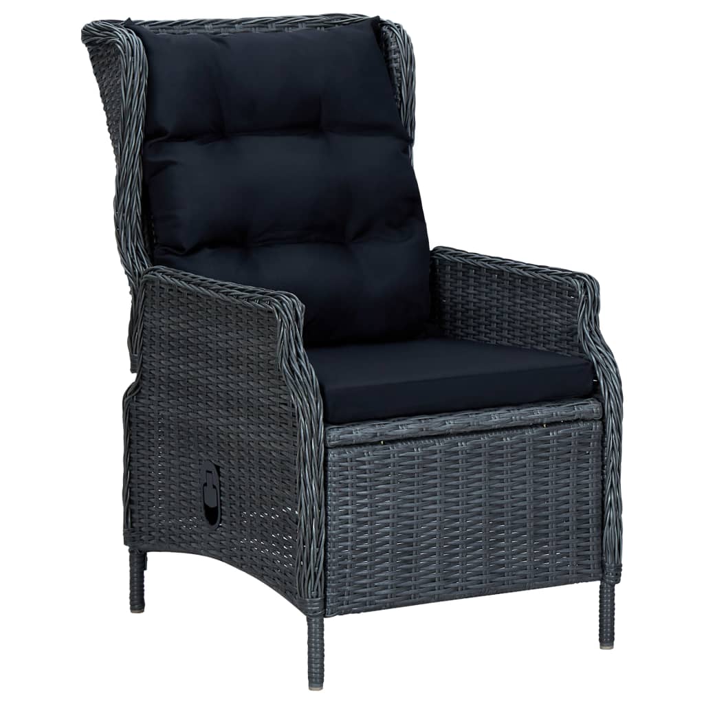 9-delige Tuinset met kussens poly rattan donkergrijs – afbeelding 4