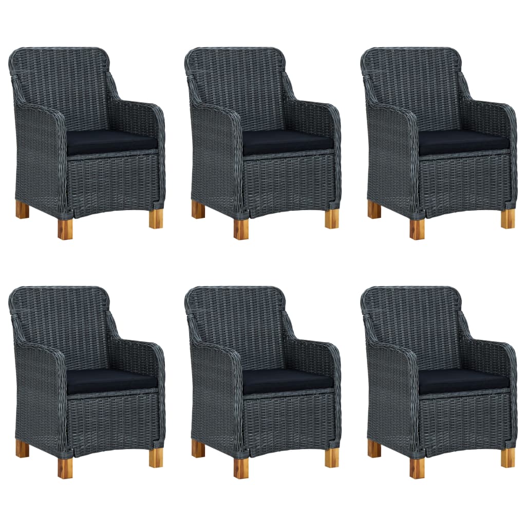7-delige Tuinset met kussens poly rattan donkergrijs – afbeelding 2