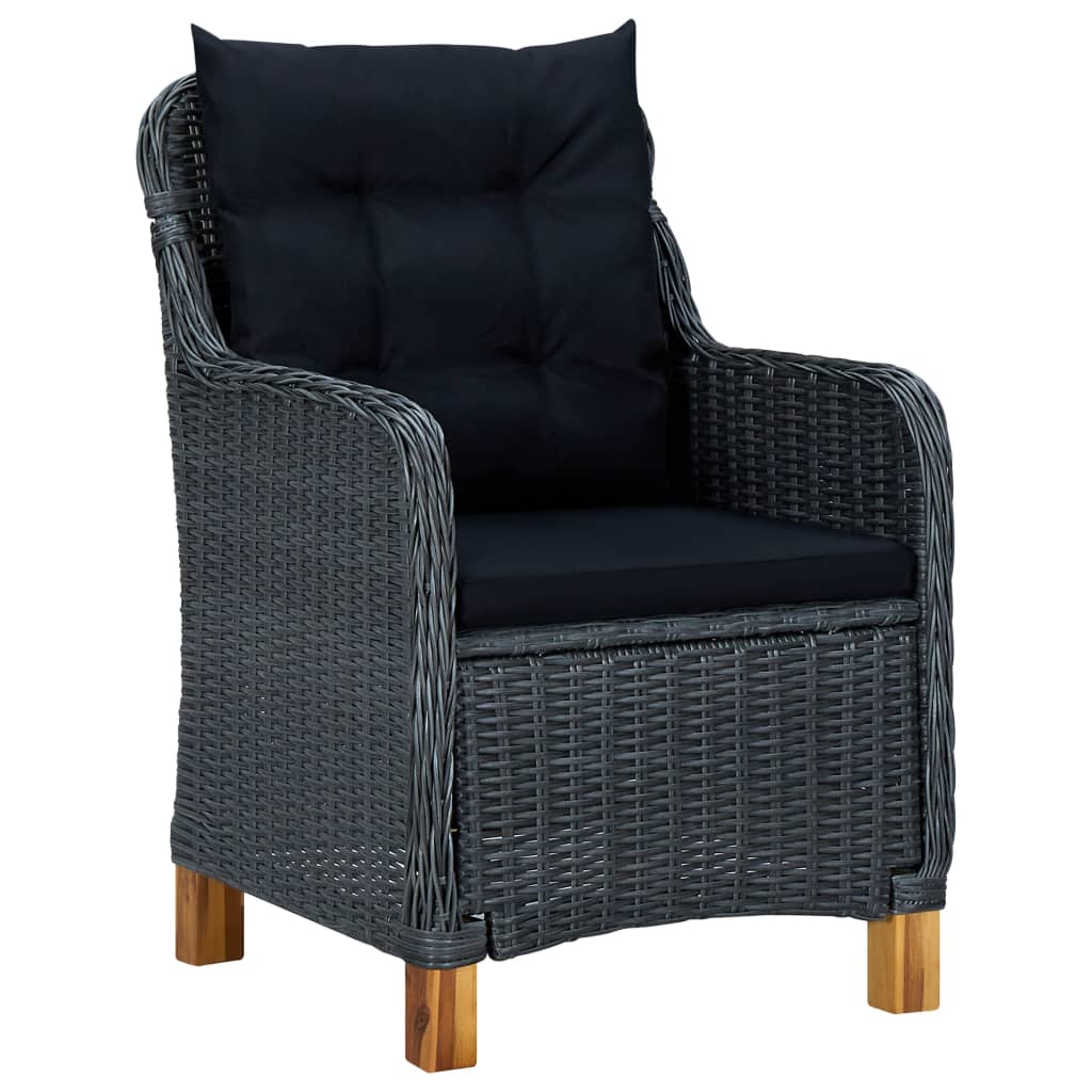 9-delige Tuinset met kussens poly rattan donkergrijs – afbeelding 3