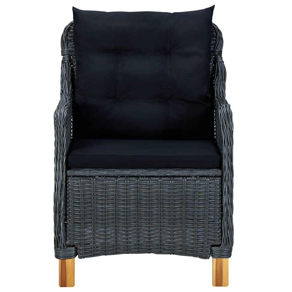 9-delige Tuinset met kussens poly rattan donkergrijs – afbeelding 5