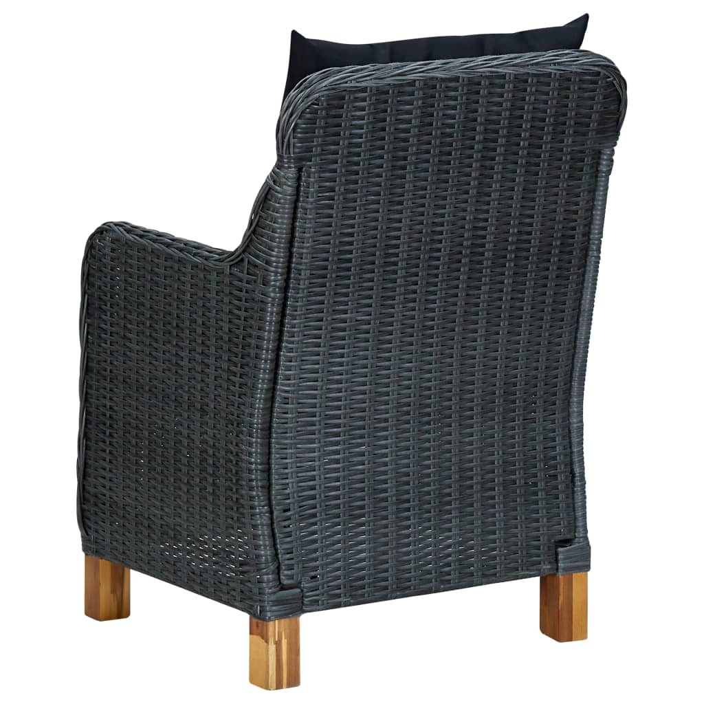 9-delige Tuinset met kussens poly rattan donkergrijs – afbeelding 7