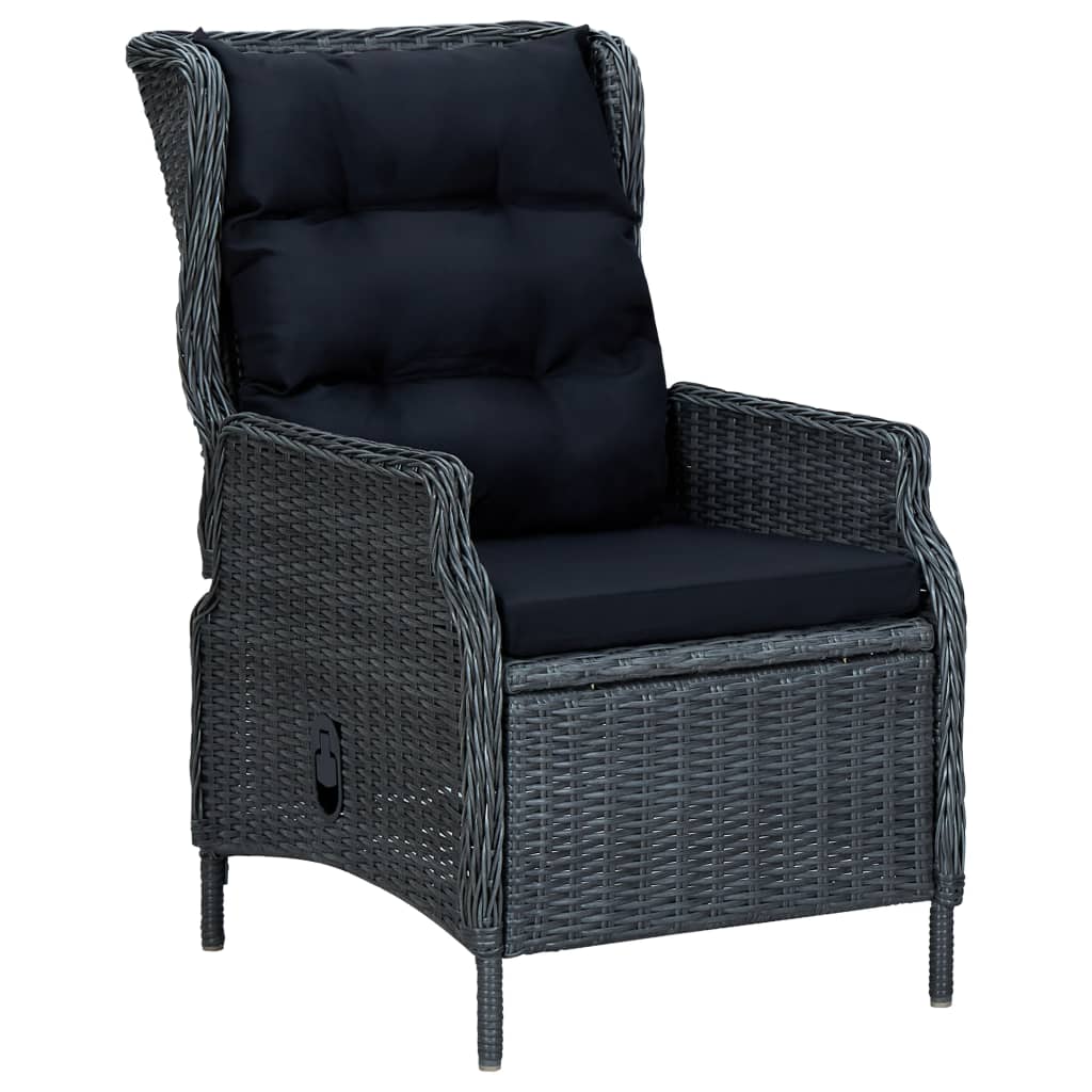 9-delige Tuinset met kussens poly rattan donkergrijs – afbeelding 3