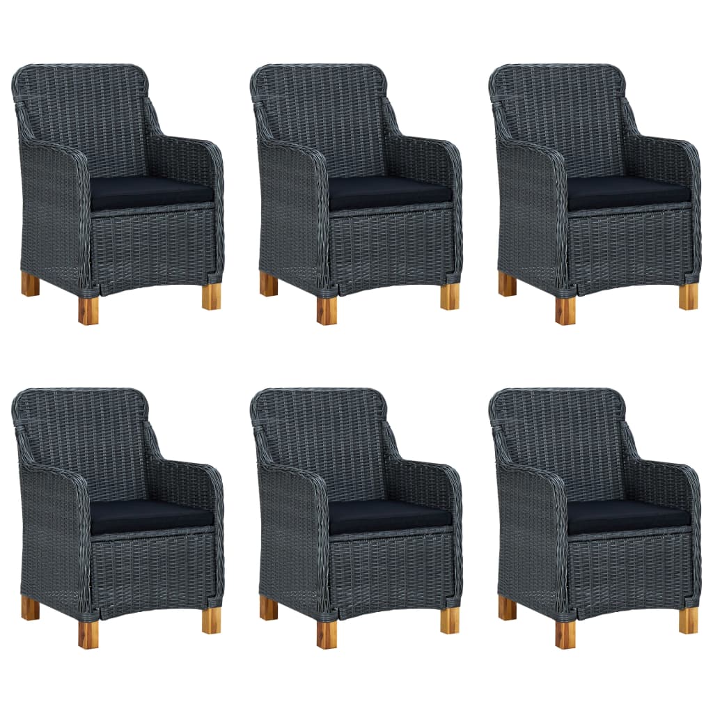 9-delige Tuinset met kussens poly rattan donkergrijs – afbeelding 8