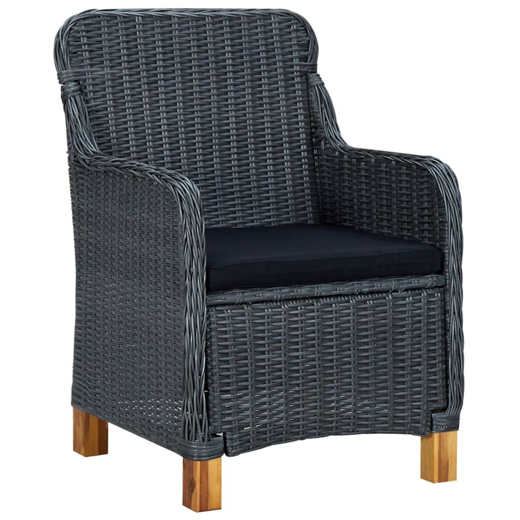 9-delige Tuinset met kussens poly rattan donkergrijs – afbeelding 9