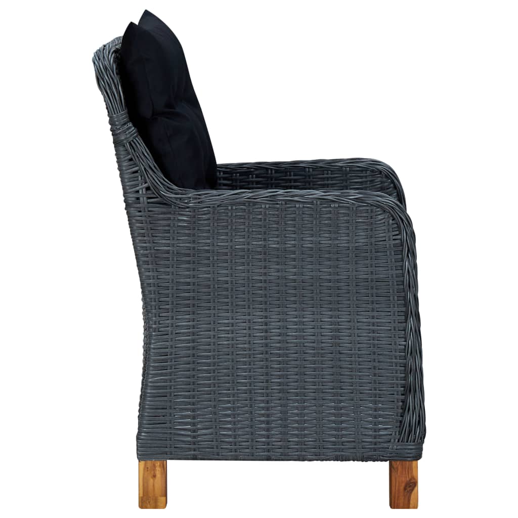 9-delige Tuinset met kussens poly rattan donkergrijs – afbeelding 11