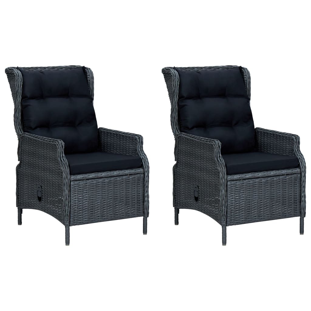 9-delige Tuinset met kussens poly rattan donkergrijs – afbeelding 2
