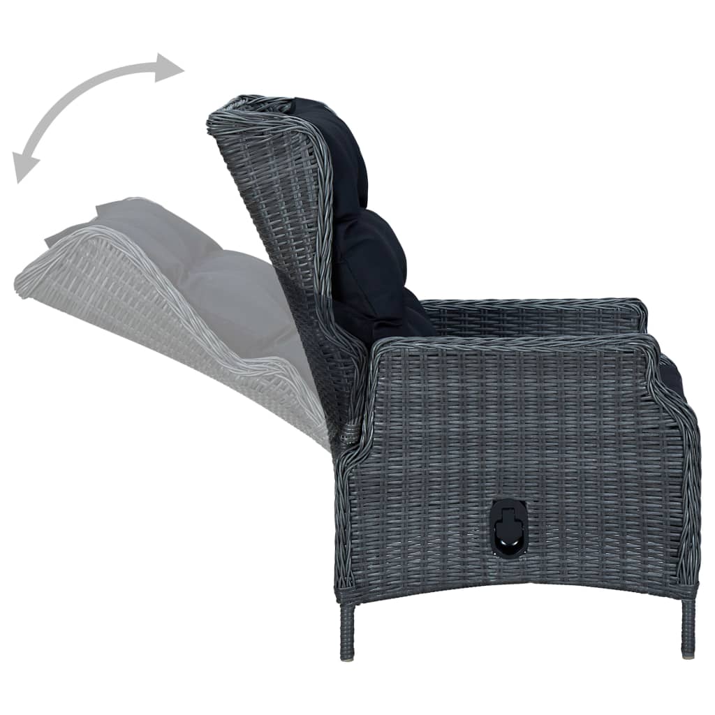 9-delige Tuinset met kussens poly rattan donkergrijs – afbeelding 5