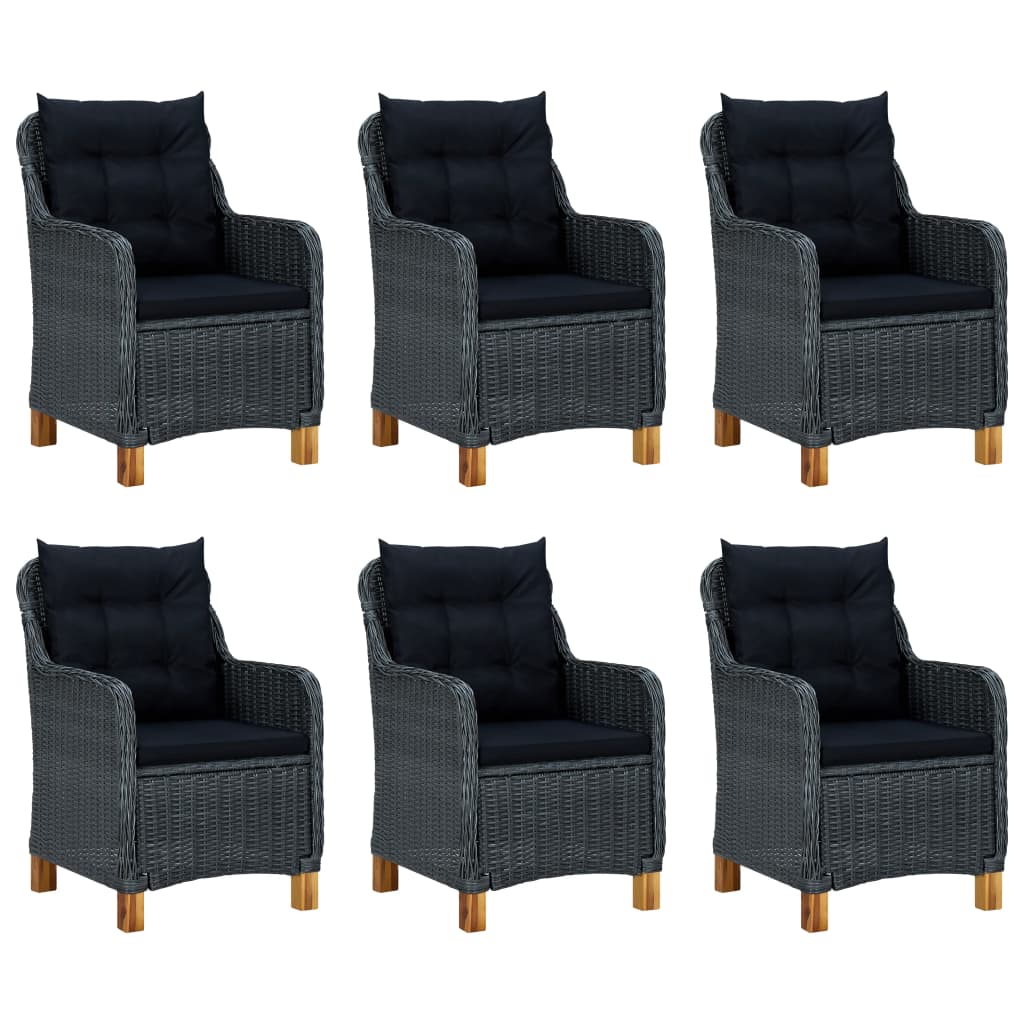 9-delige Tuinset met kussens poly rattan donkergrijs – afbeelding 8