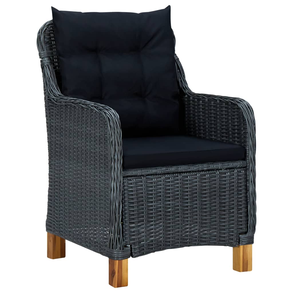 9-delige Tuinset met kussens poly rattan donkergrijs – afbeelding 9
