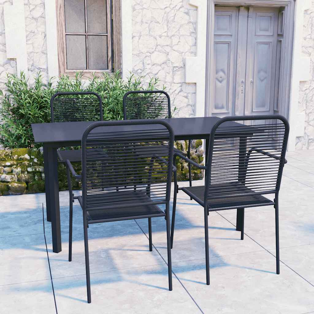 5-delige Tuinset glas en staal zwart