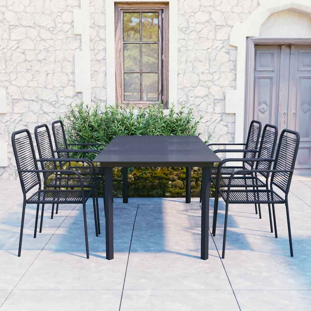 7-delige Tuinset glas en staal zwart