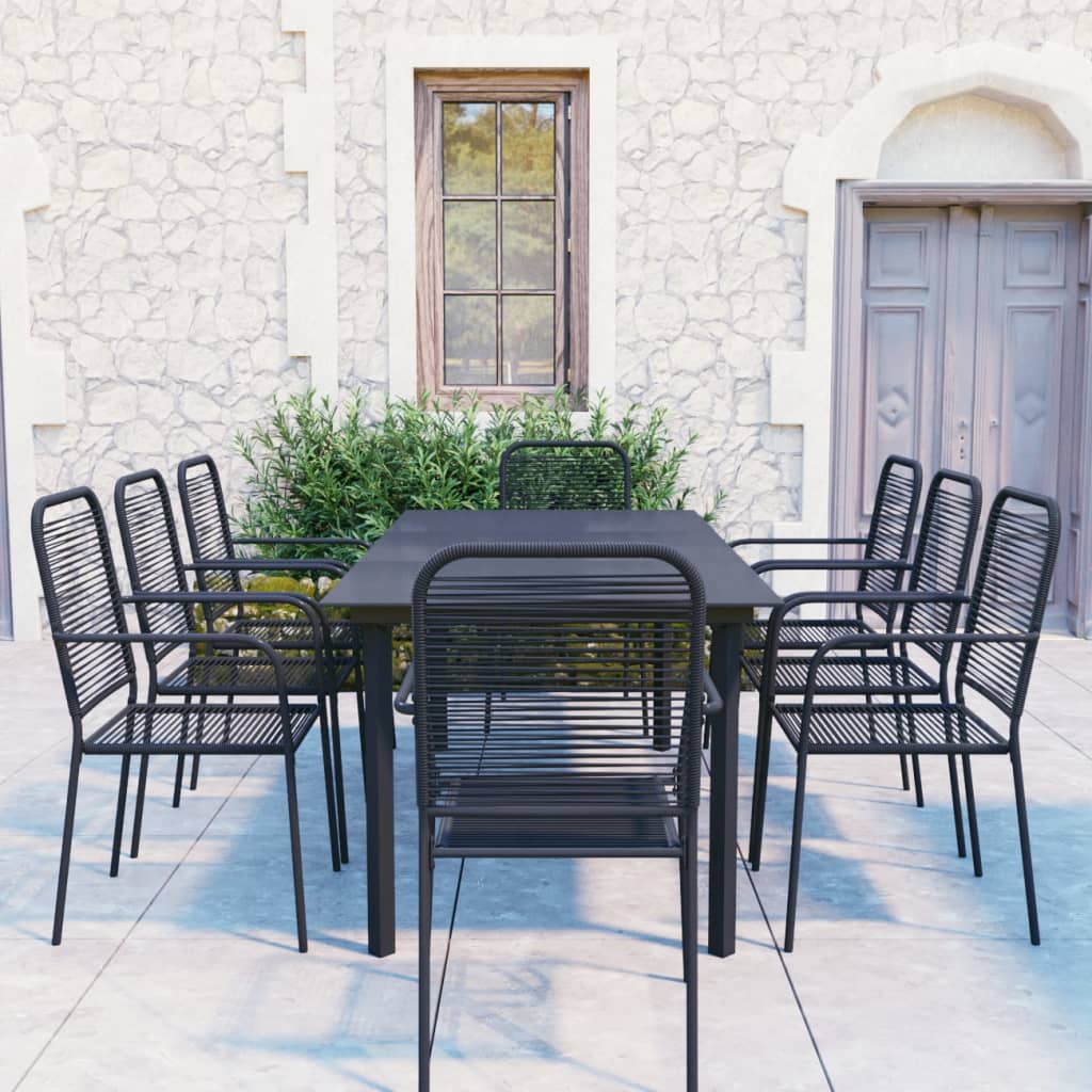 9-delige Tuinset glas en staal zwart – afbeelding 1