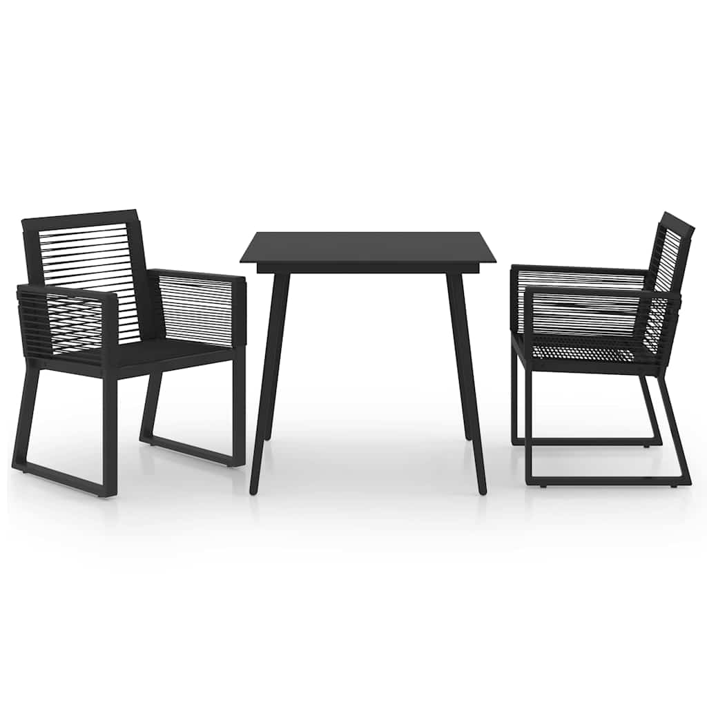 3-delige Tuinset PVC-rattan zwart – afbeelding 2