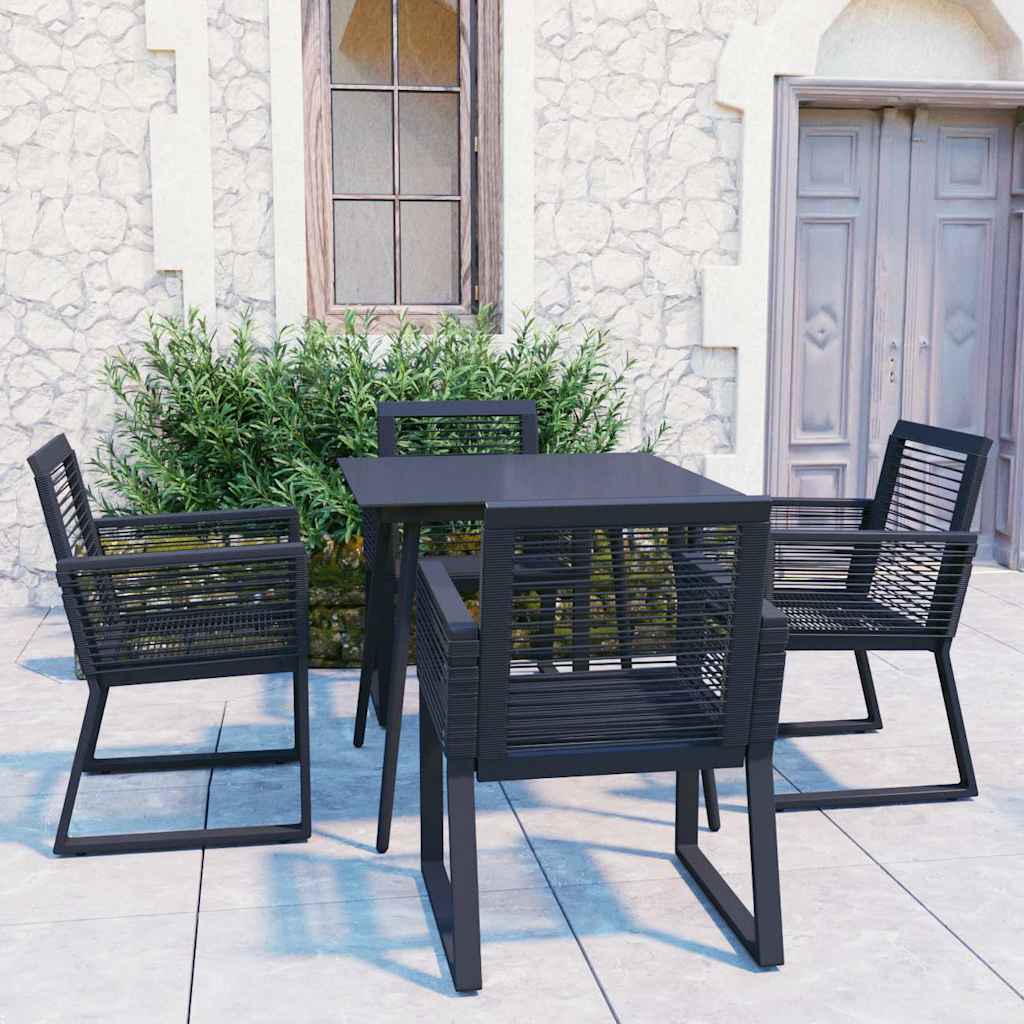 5-delige Tuinset PVC-rattan zwart