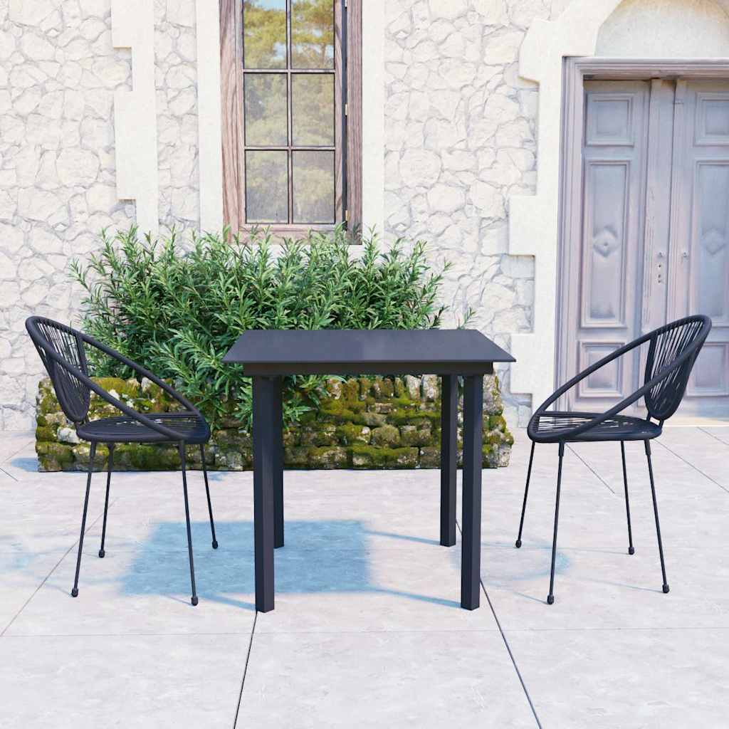 3-delige Tuinset PVC-rattan zwart – afbeelding 1