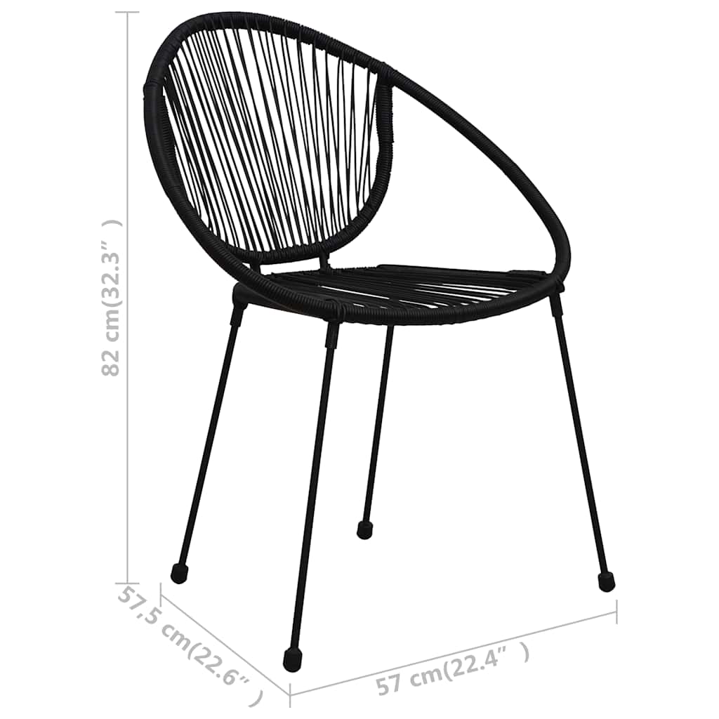 3-delige Tuinset PVC-rattan zwart – afbeelding 12