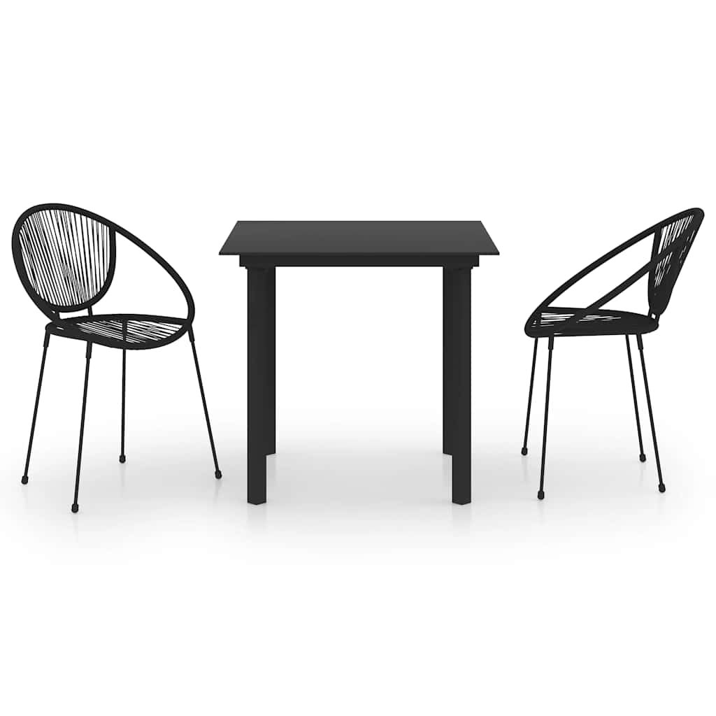 3-delige Tuinset PVC-rattan zwart – afbeelding 2
