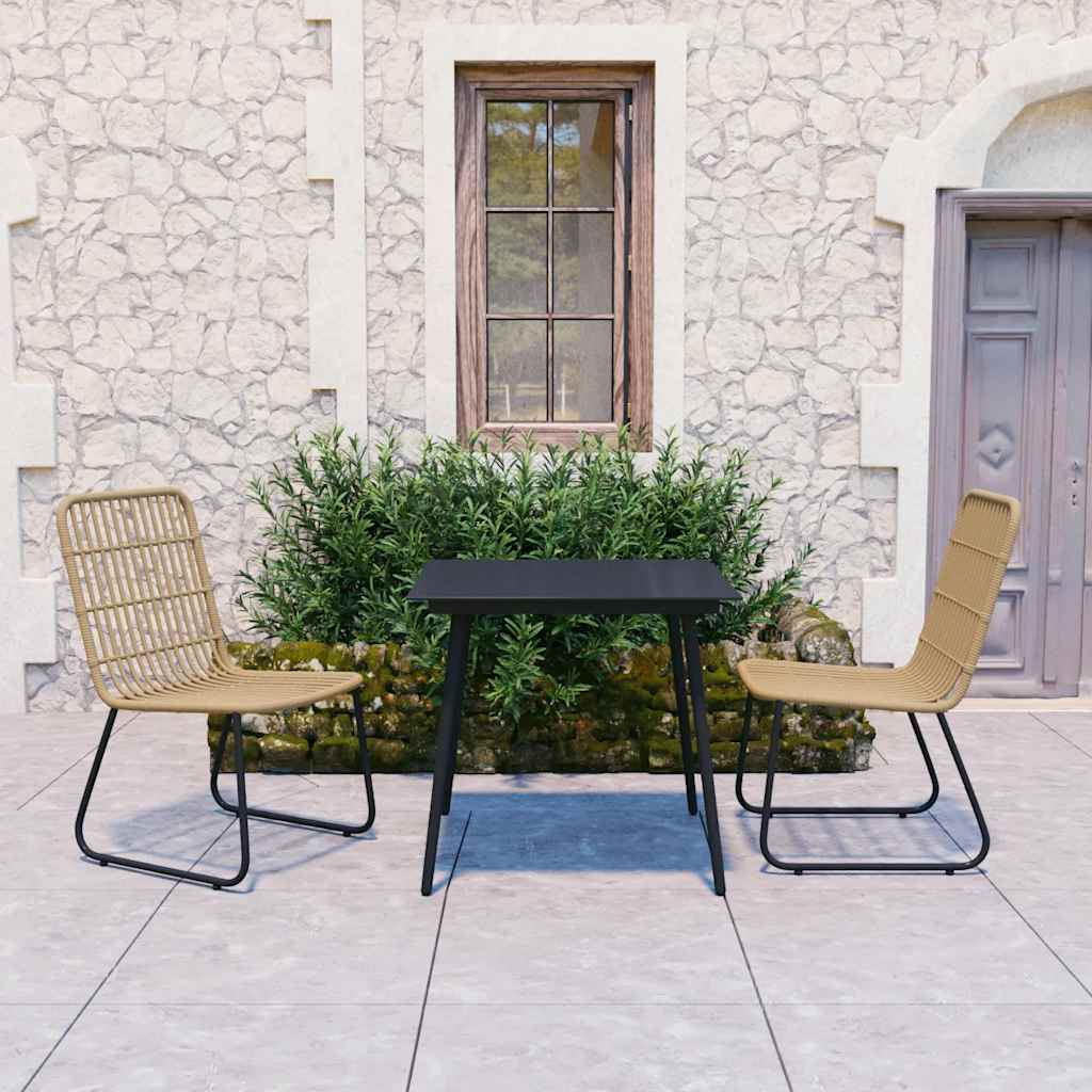 3-delige Tuinset poly rattan en glas