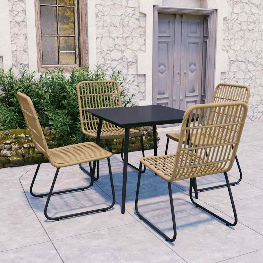 5-delige Tuinset poly rattan en glas