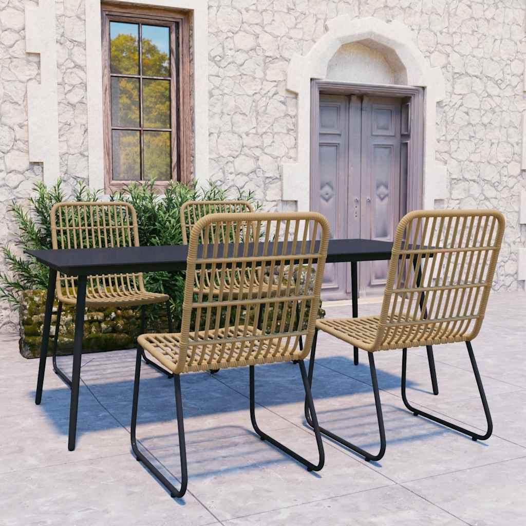 5-delige Tuinset poly rattan en glas