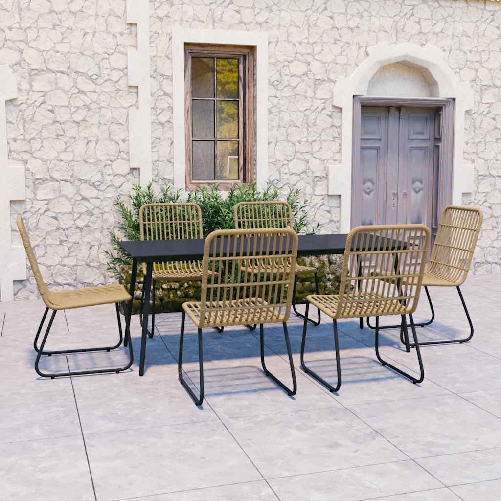 7-delige Tuinset poly rattan en glas