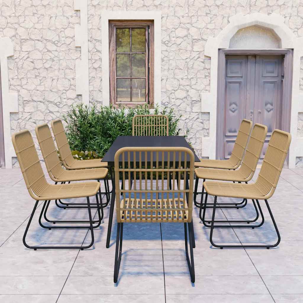 9-delige Tuinset poly rattan en glas