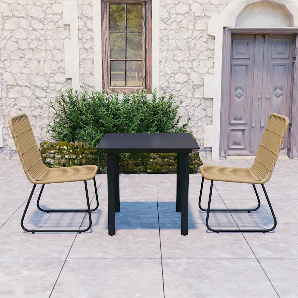 3-delige Tuinset poly rattan en glas