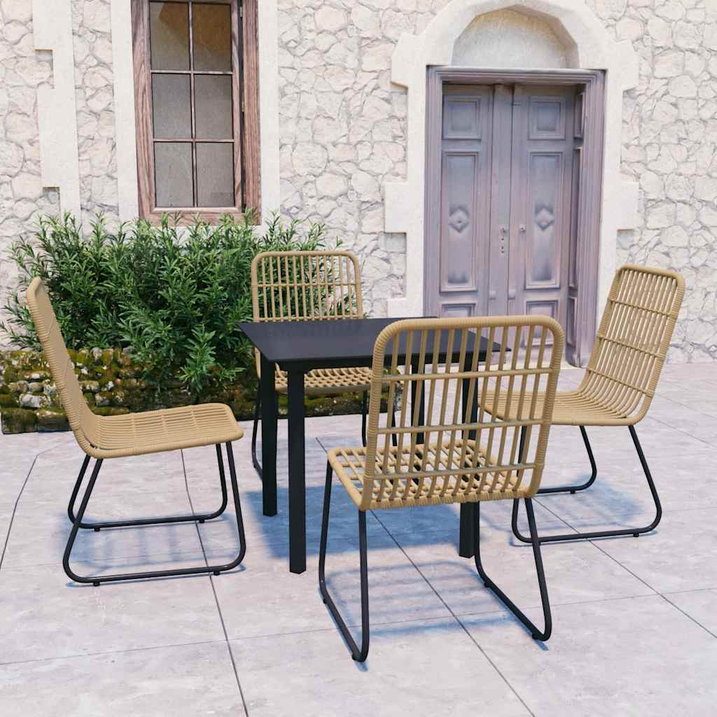 5-delige Tuinset poly rattan en glas