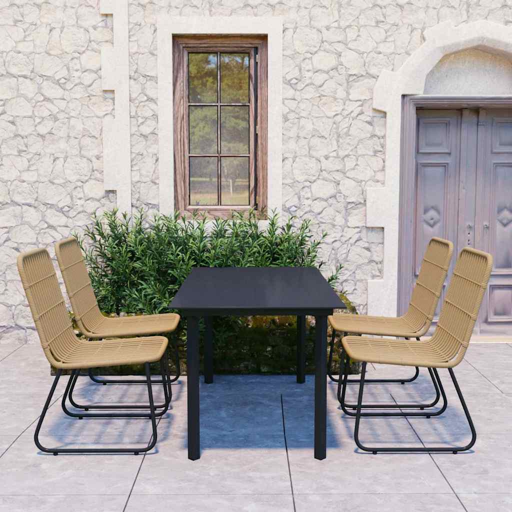 5-delige Tuinset poly rattan en glas