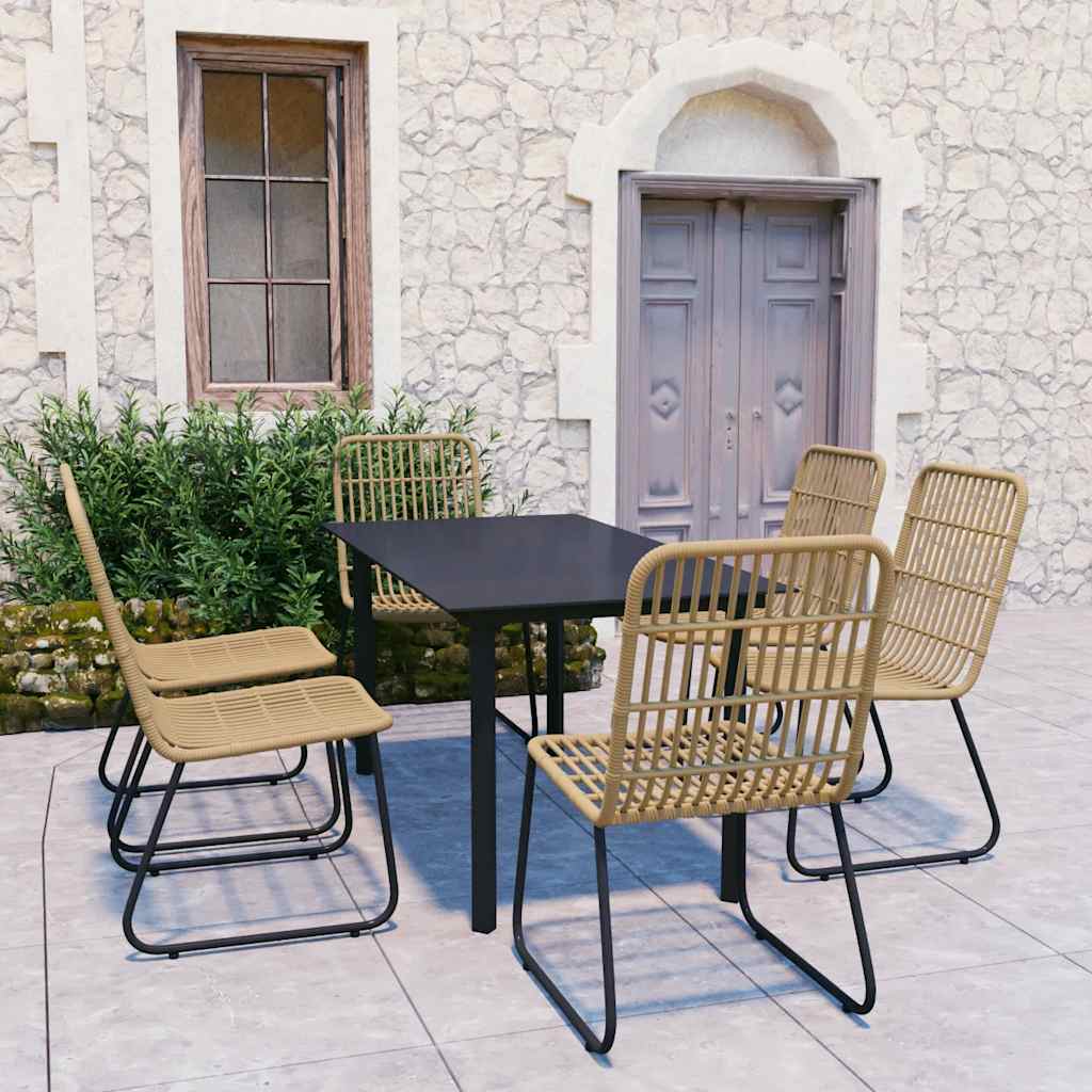 7-delige Tuinset poly rattan en glas