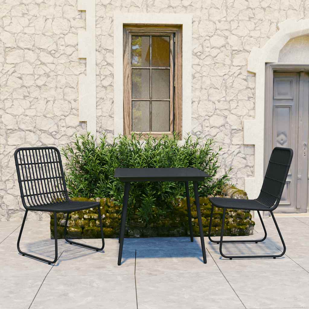3-delige Tuinset poly rattan en glas – afbeelding 1