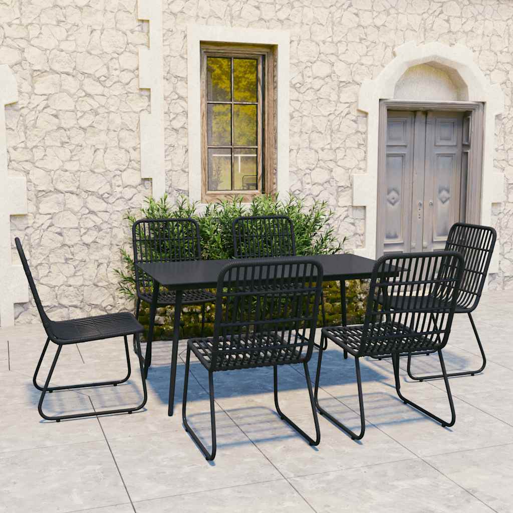 7-delige Tuinset poly rattan en glas – afbeelding 1