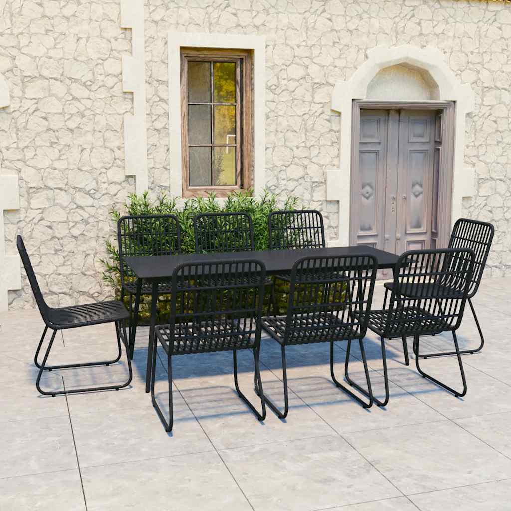 9-delige Tuinset poly rattan en glas – afbeelding 1