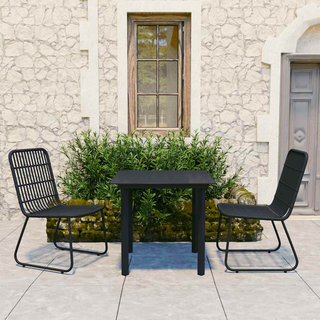 3-delige Tuinset poly rattan en glas – afbeelding 1