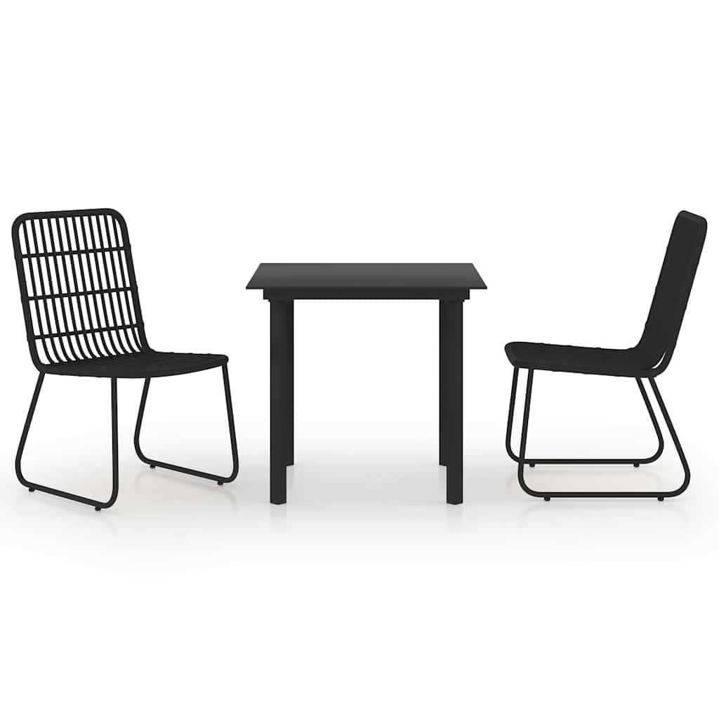 3-delige Tuinset poly rattan en glas – afbeelding 2