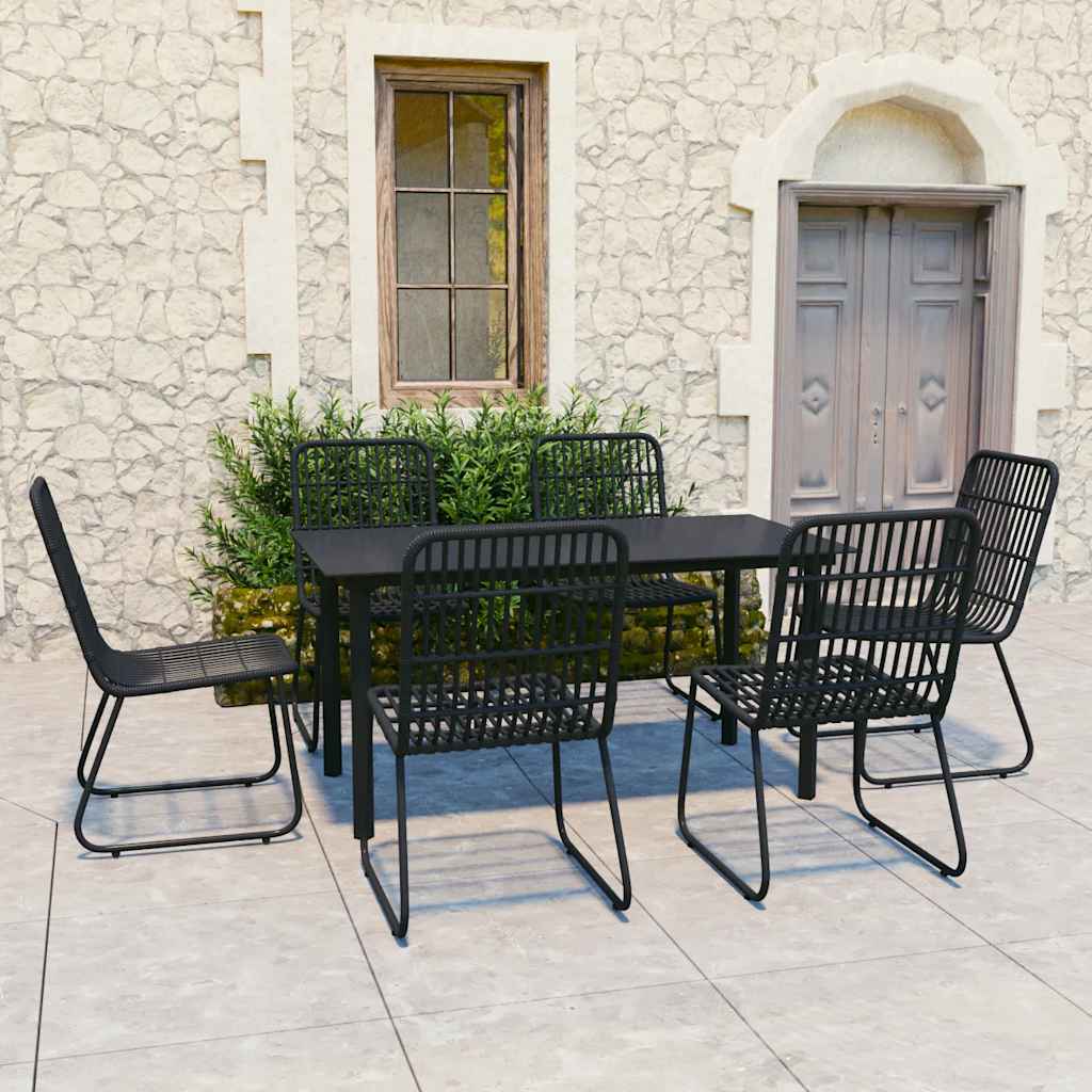 7-delige Tuinset poly rattan en glas – afbeelding 1
