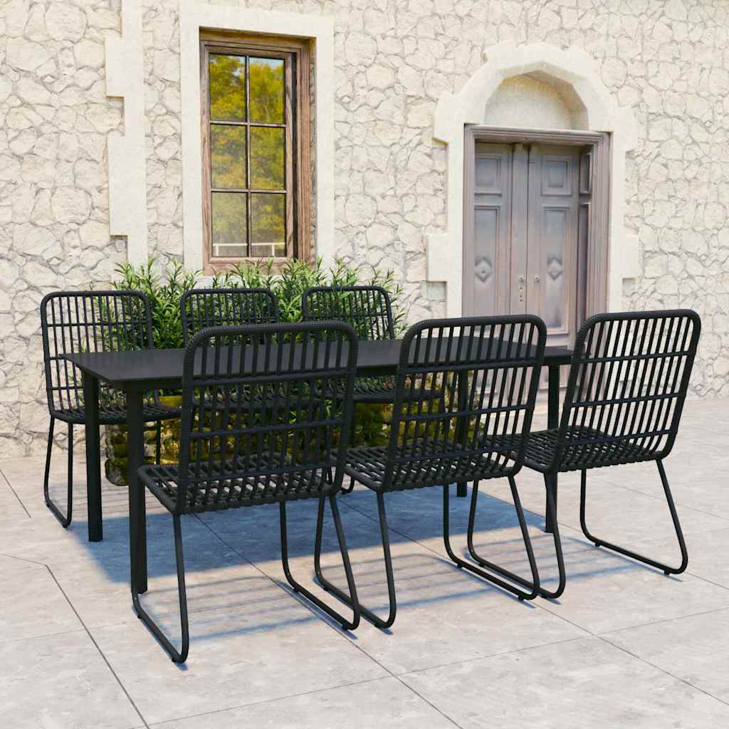 7-delige Tuinset poly rattan en glas – afbeelding 1