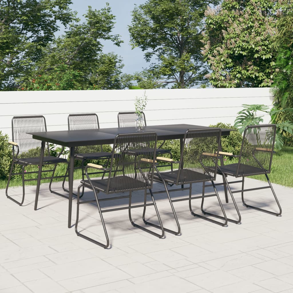 7-delige Tuinset PVC-rattan zwart – afbeelding 1
