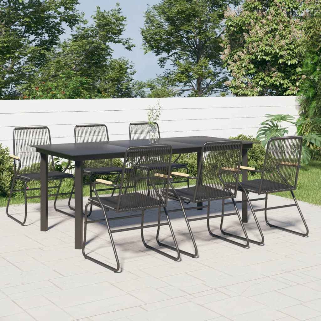 7-delige Tuinset PVC-rattan zwart – afbeelding 1