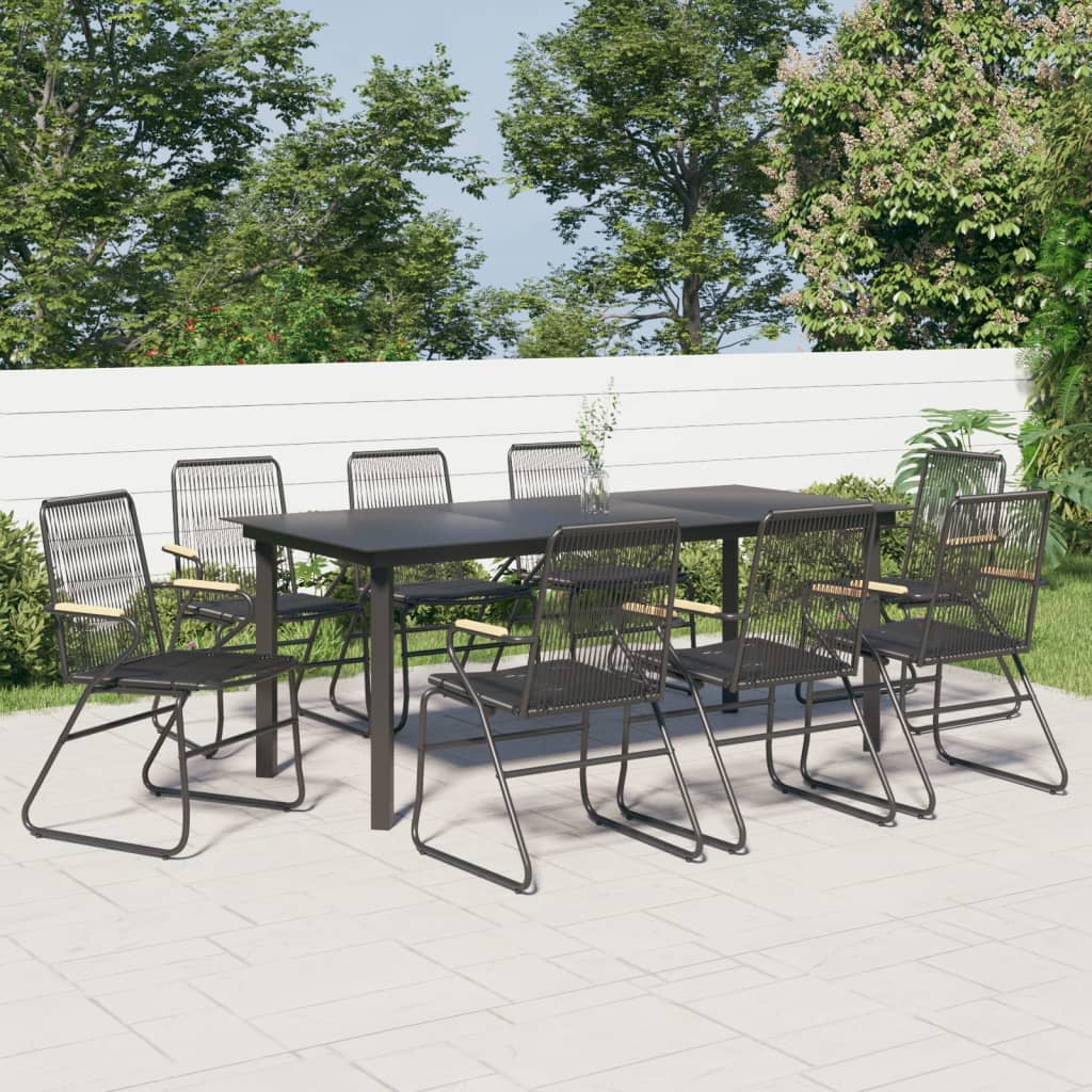 9-delige Tuinset PVC-rattan zwart – afbeelding 1
