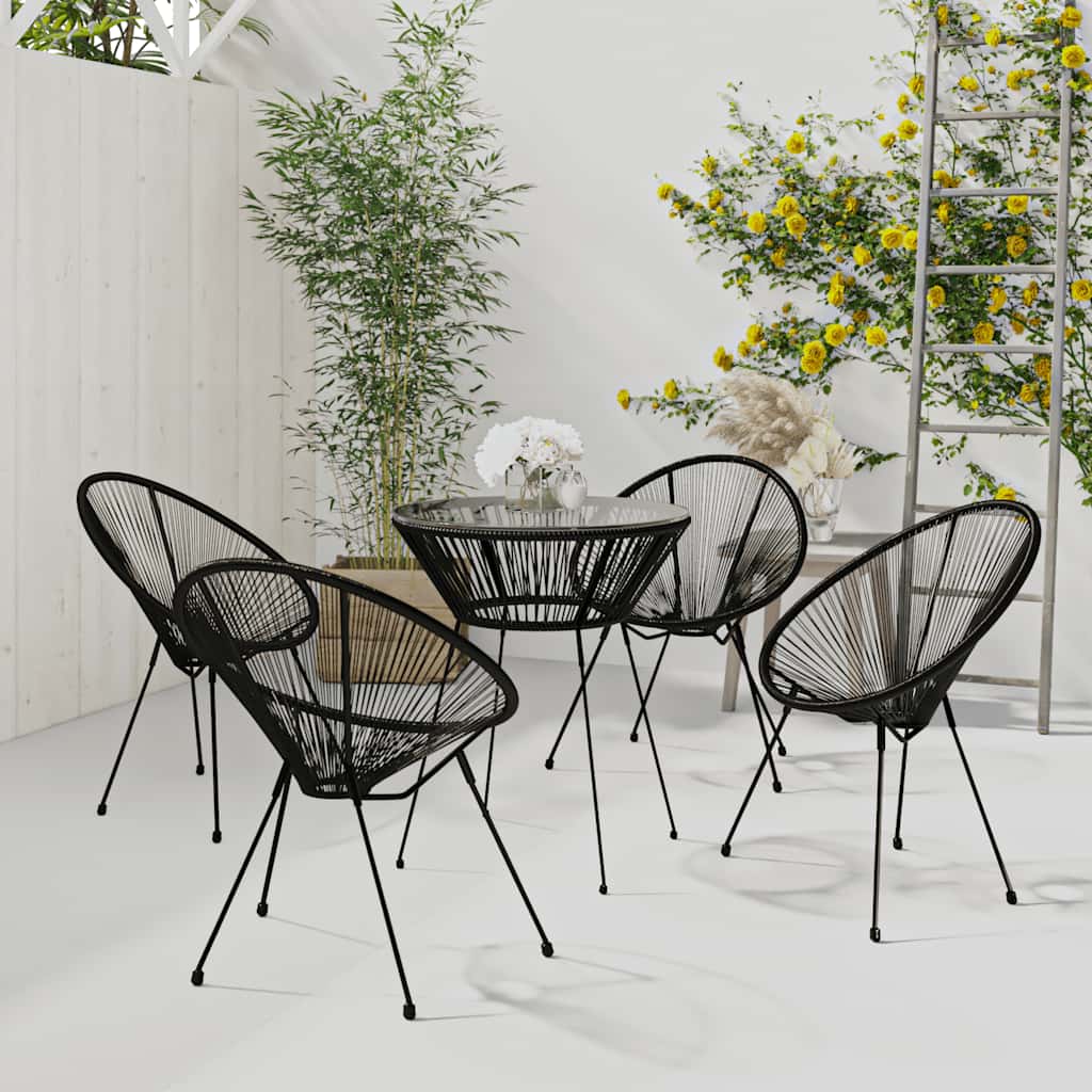 5-delige Tuinset PVC-rattan zwart – afbeelding 1