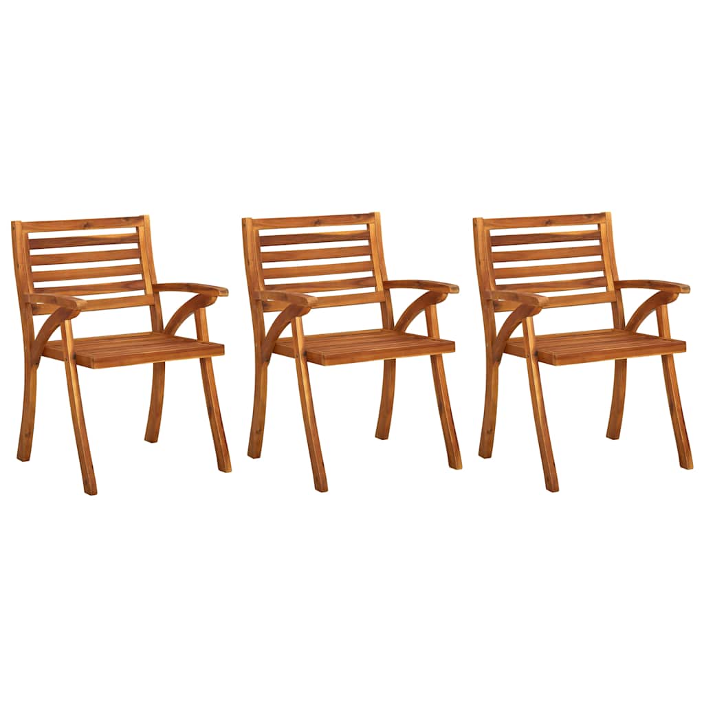 Tuinstoelen 3 st met kussens massief acaciahout – afbeelding 2