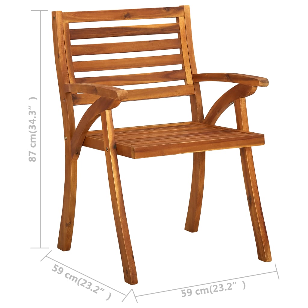 Tuinstoelen 3 st met kussens massief acaciahout – afbeelding 6