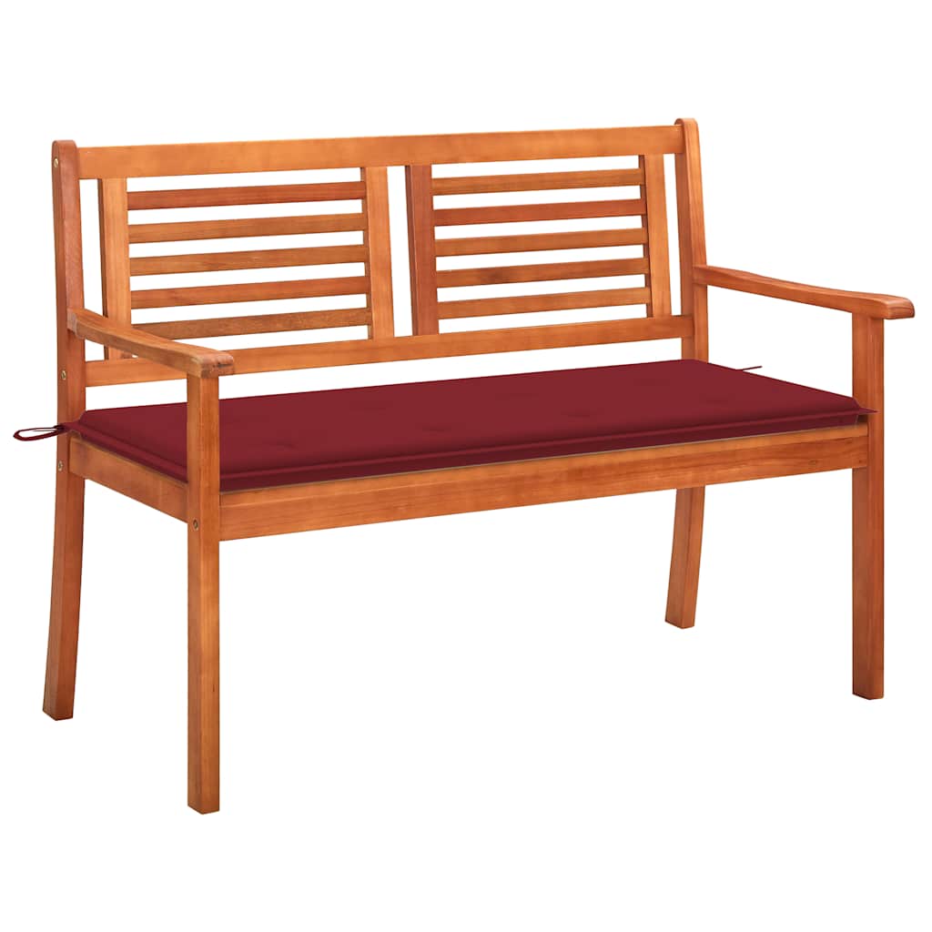Tuinbank 2-zits met kussen 120 cm massief eucalyptushout – afbeelding 1