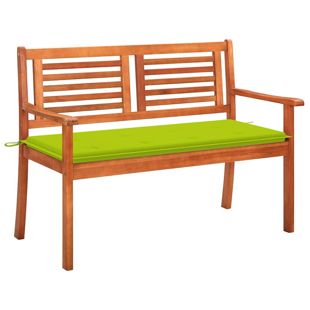 Tuinbank 2-zits met kussen 120 cm massief eucalyptushout – afbeelding 1