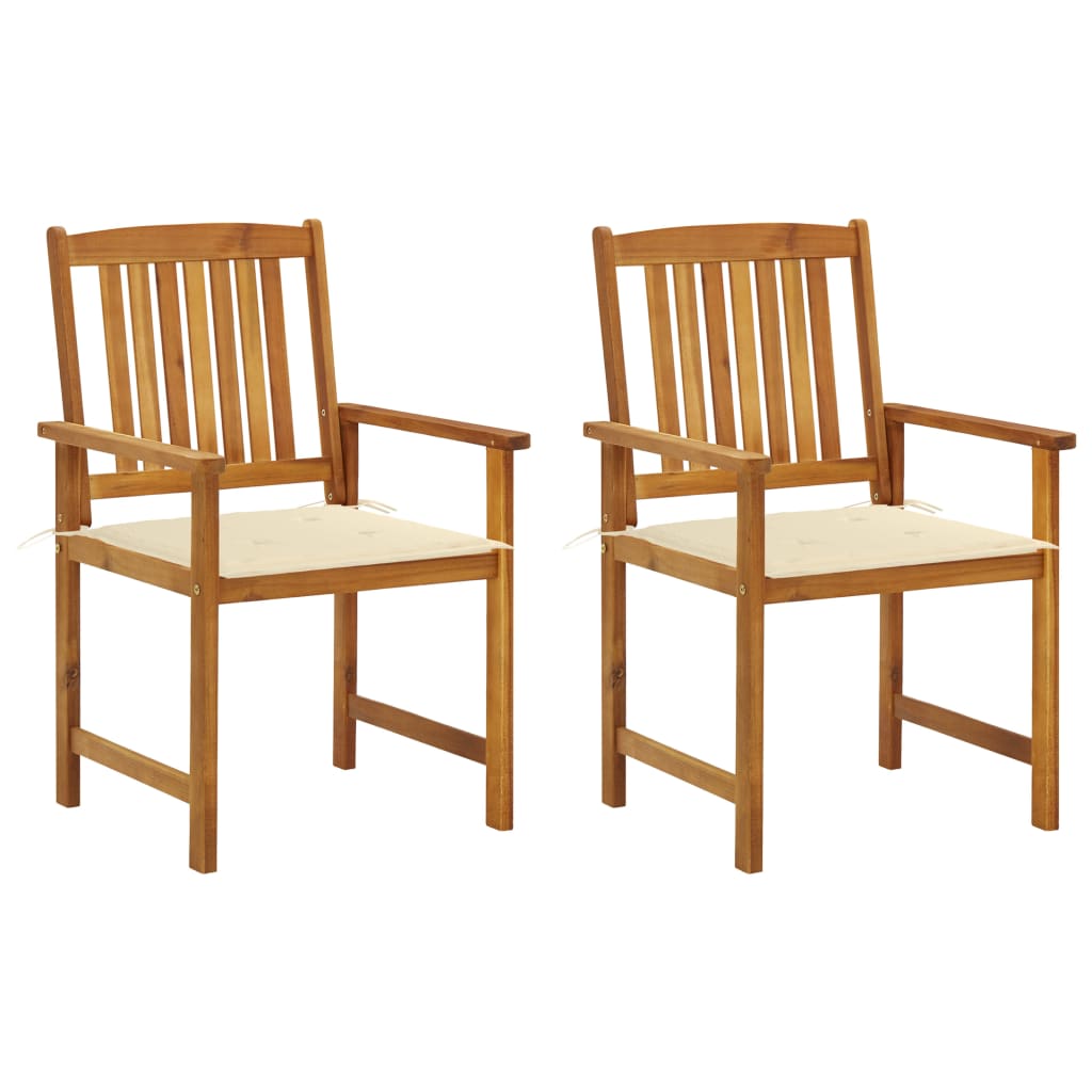 Tuinstoelen 2 st met kussens massief acaciahout – afbeelding 1