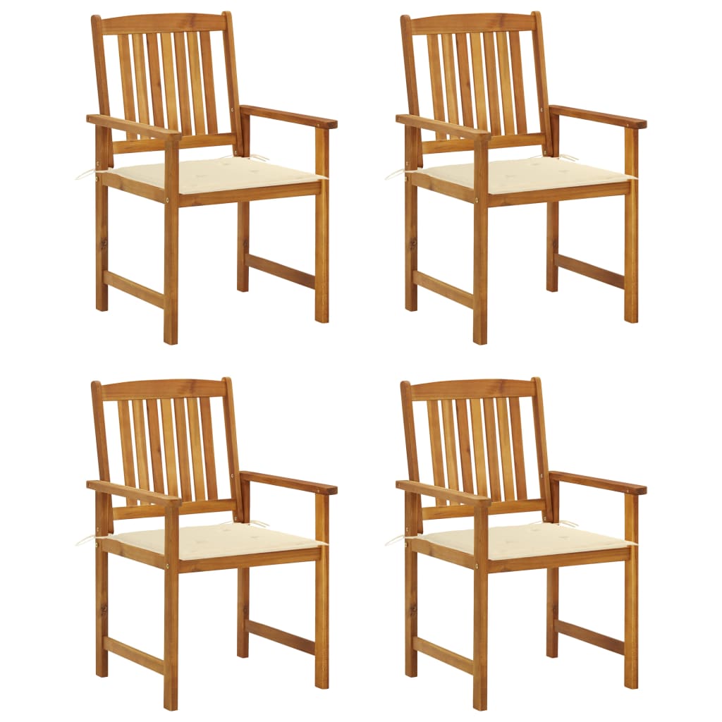 Tuinstoelen 4 st met kussens massief acaciahout – afbeelding 1